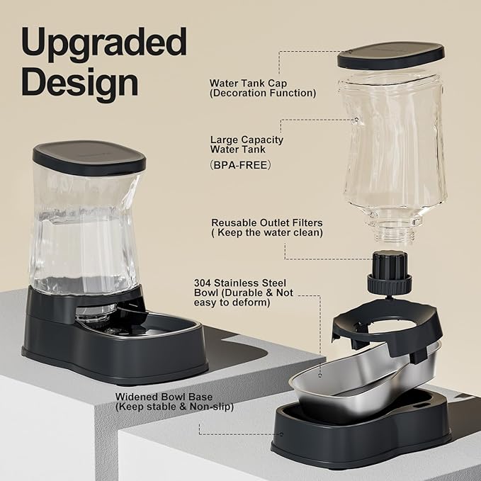 Gardner Pet Automatic Dog Water Dispenser Gravity Stainless Steel Water Waterer Feeder, 100%