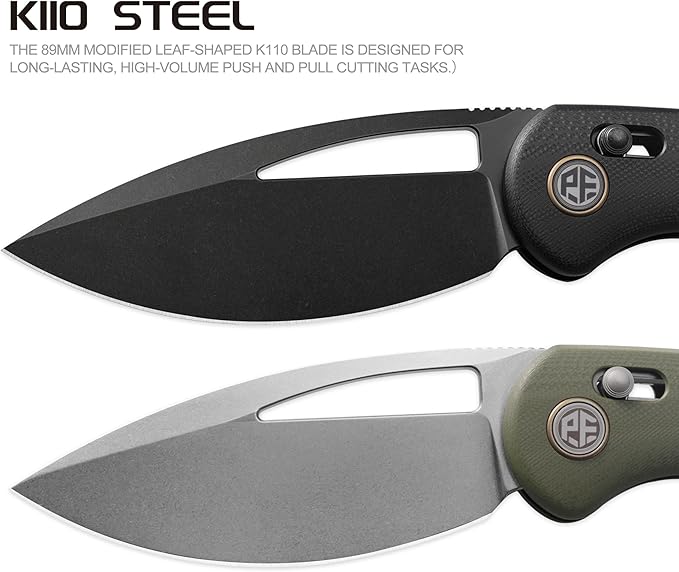 Petrified fish PFP13 Viper Folding Knife,3.5" K110 Steel Stonewashed Blade G10 Handle Pocket Knife
