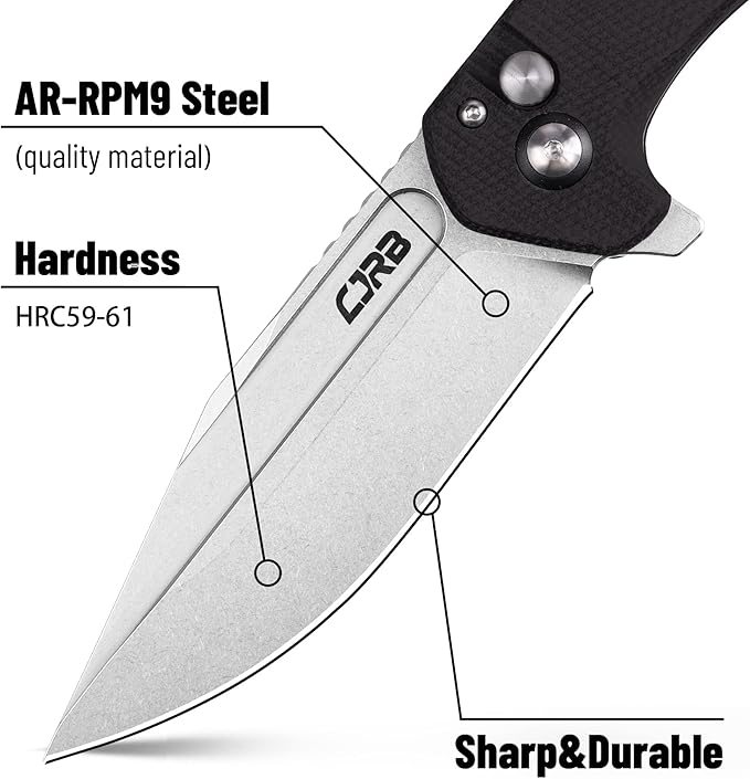 CJRB CUTLERY Folding Knife Riff (J1928) Button Lock Pocket Knife for Men AR-RPM9 Steel Blade and
