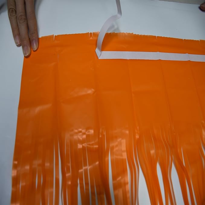 Foil Fringe Curtains Halloweens Decorations - Orange Tinsel Photo Backdrop Party Streamers for St
