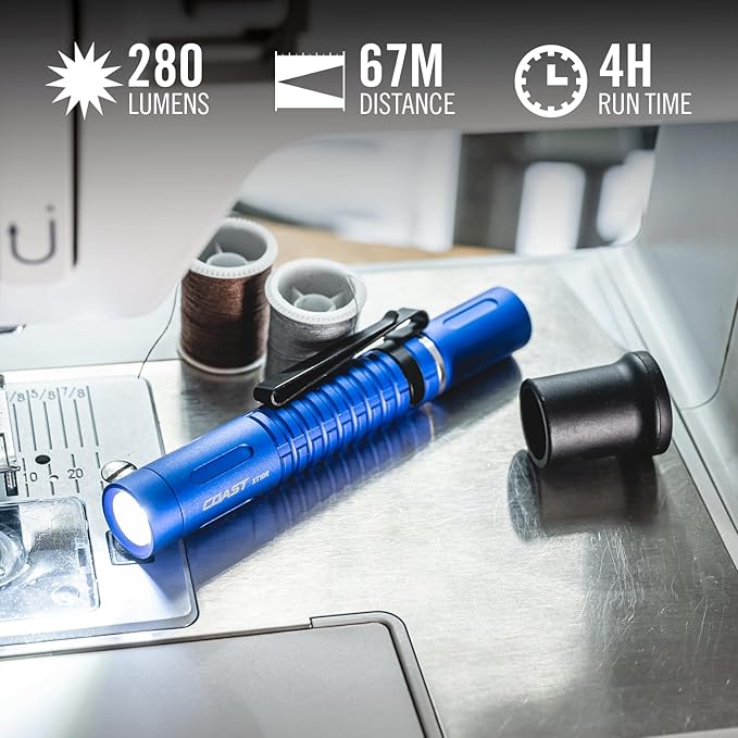 COAST XT10R 280 Lumen USB-C Rechargeable Pocket Flashlight/Penlight with TWIST FOCUS and Two-Way