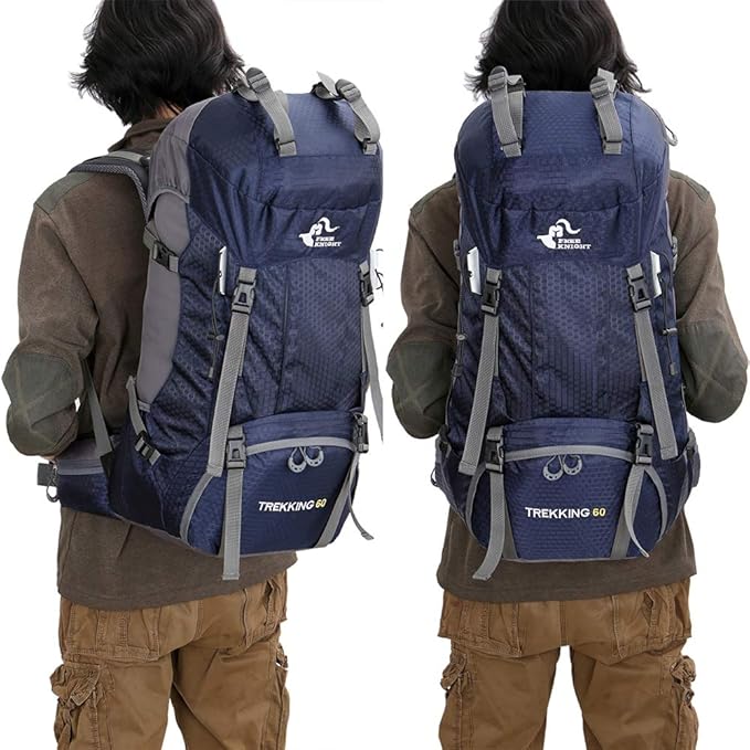 Bseash 60L Waterproof Hiking Camping Backpack with Rain Cover, Large Outdoor Sport Travel Daypack
