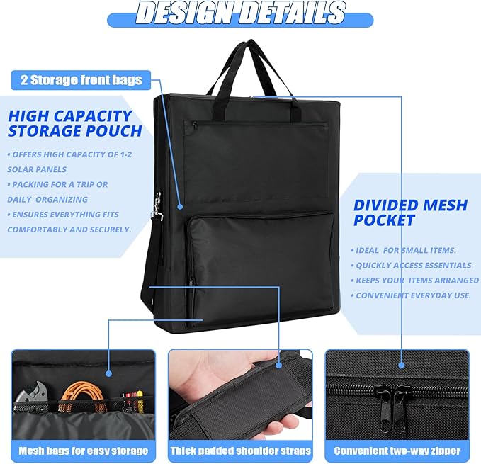 Solar Panel Storage Bag Compatible with Jackery Solar Panel 100 Watt,Padded Solar Panels Bag,Solar