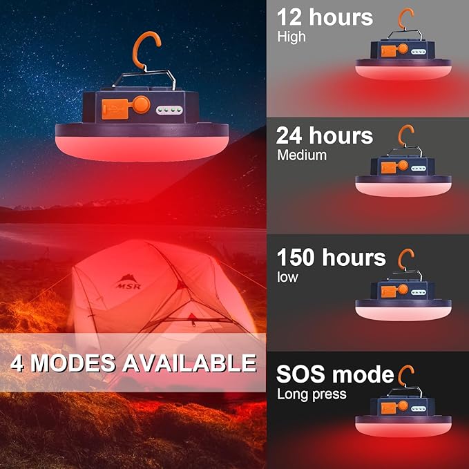 2pcs Camping Lamp 10000mAh Rechargeable 3000LM Tent Camping Light, 24Hours Long Play Time , Outdoor