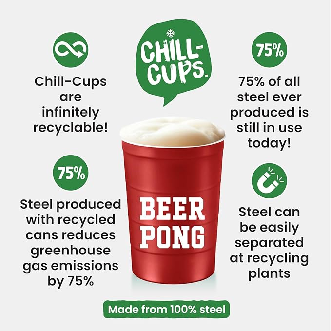16 oz. Party Cup 'Beer Pong' Drinking Game Design for Cold Drinks, Sturdy, Durable, Disposable