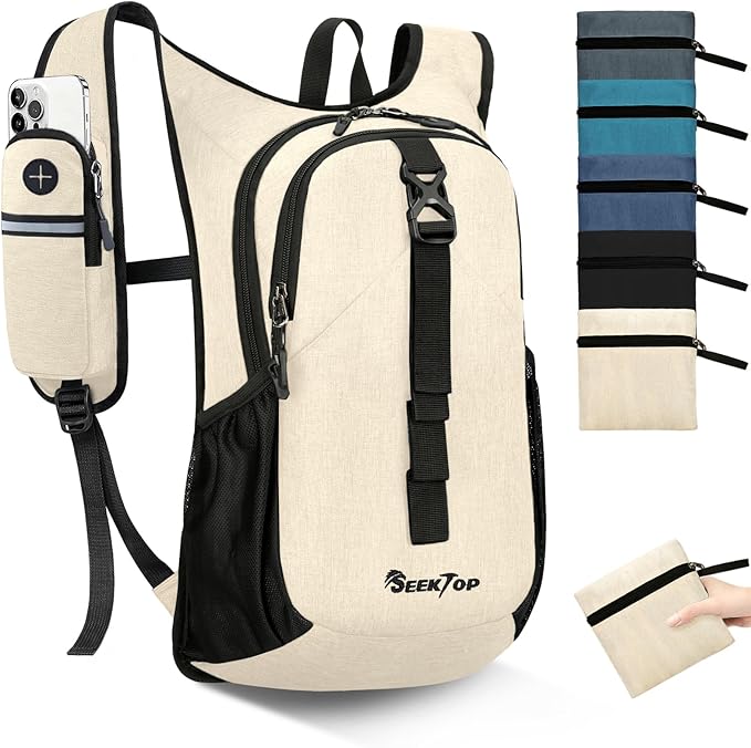 Seektop 15L Small Hiking Backpack for Women Men, Foldable Packable Backpack with Phone Pocket