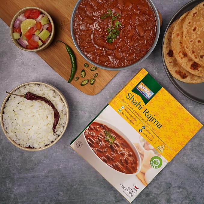 Ashoka Authentic Indian Meals 1932, Vegan Red Kidney Beans, All-Natural Microwaveable Entrees