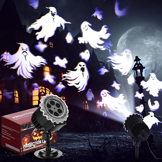 Halloween Projector Light with 1 Film Slides Holiday LED Projector Lights Outdoor Reflectors
