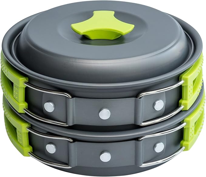 MalloMe Camping Cookware Mess Kit for Backpacking Gear ??Camping Cooking Set - Camping Pots and