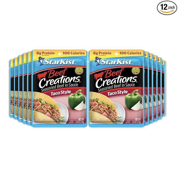 StarKist Beef Creations Taco Style, 2.6 oz Pouch, 12 pack