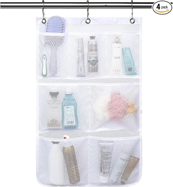 Mesh Shower Caddy Hanging, Quick-Drying Shower Organizer with 7 Pockets, Portable Bathroom