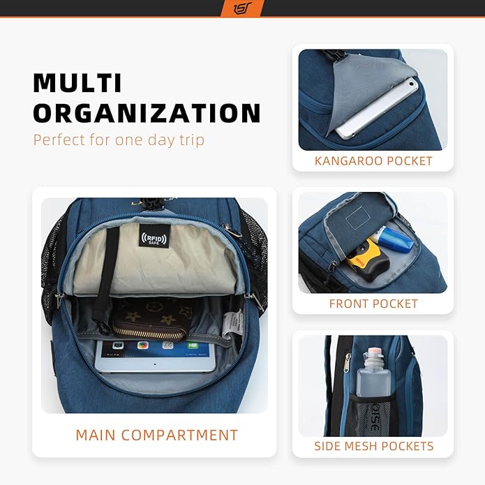SKYSPER Sling Bag RFID Crossbody Sling Backpack Cross Body Shoulder Bag Travel Hiking Daypack for
