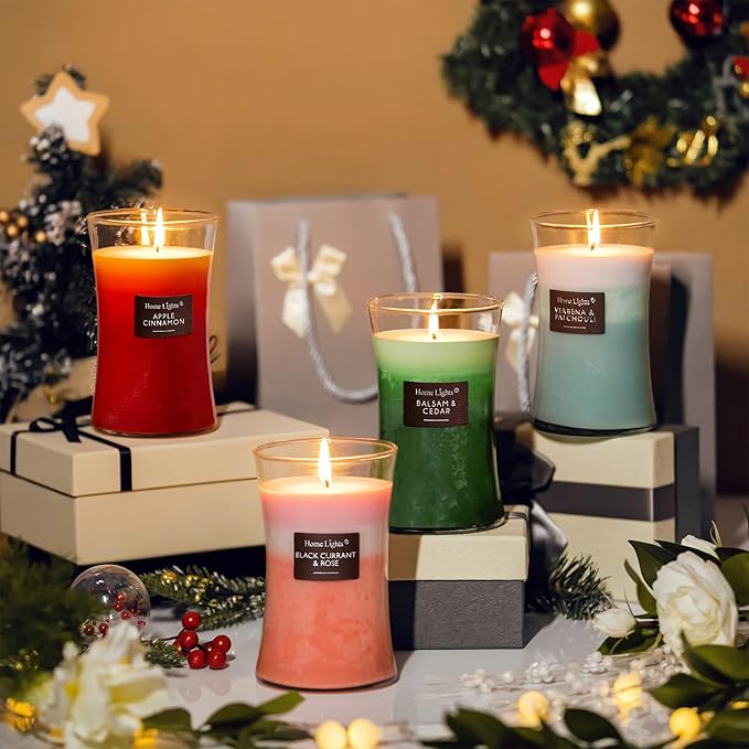 HomeLights 3-Layer Candles for Home Scented, 21.52 OZ Natural Soy Wax Scented Candles Burns Up to