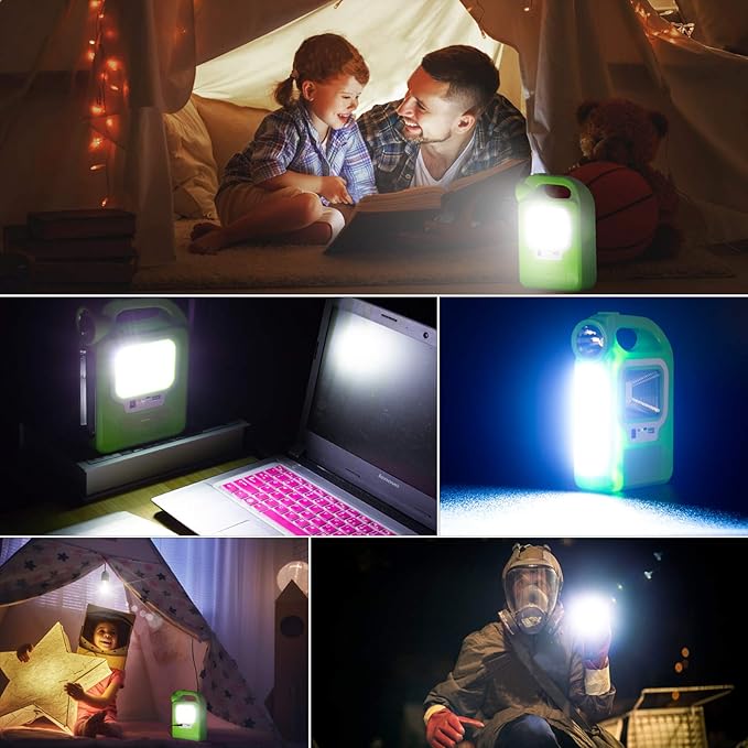 Solar Lantern Camping Essentials Accessories Lights, Rechargeable LED Flashlight for Power Outages