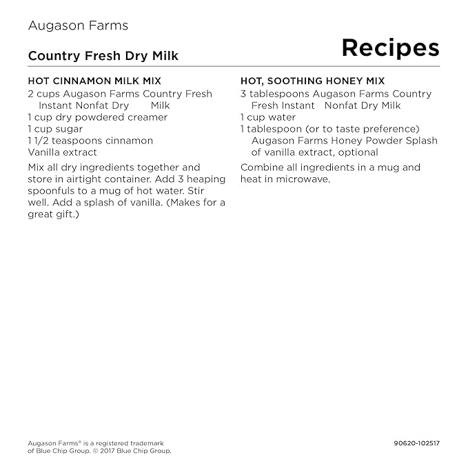 Augason Farms Country Fresh Instant Nonfat Dry Milk Can, Emergency Food Supply, Everyday Meals, 39