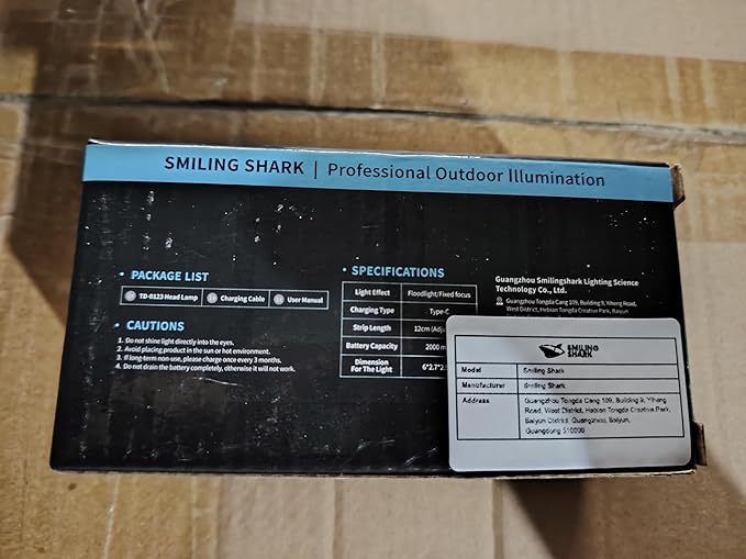 Smiling Shark Rechargeable Headlamp, 230°Wide Angle 6*White Light The Brightest LED Head Lamp with