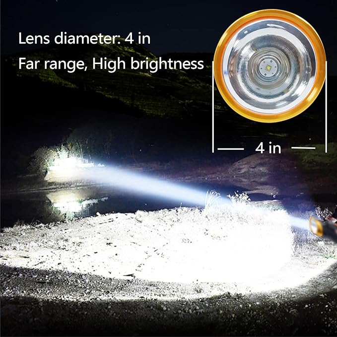 Heavy Duty Flashlight ??Bright Rechargeable Searchlight with 2 Modes ??Led Spotlight Handle ??Easy