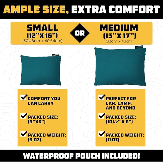 Wise Owl Outfitters Camping Pillow – Memory Foam Travel Pillow for Airplane Sleeping, Hiking