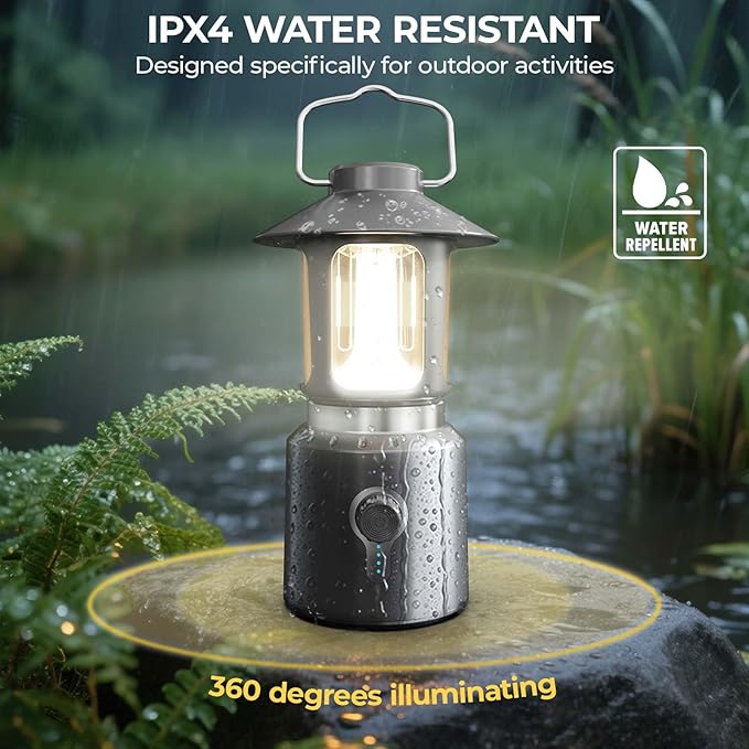 Camping Lantern Rechargeable, 8000mAh Power Bank, Telescopic Tent Light with 360° Lighting, Dual