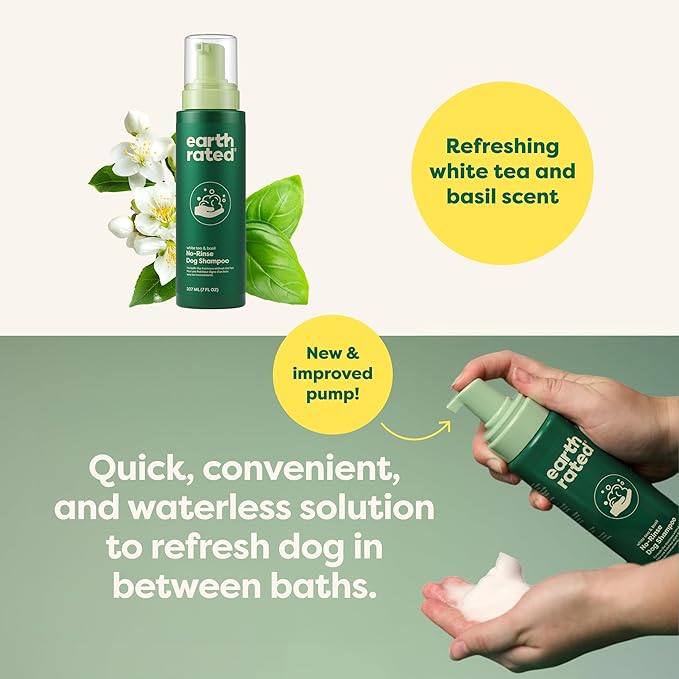 Earth Rated Waterless Dog Shampoo & Conditioner, Convenient No-Rinse Wash for Cleaning