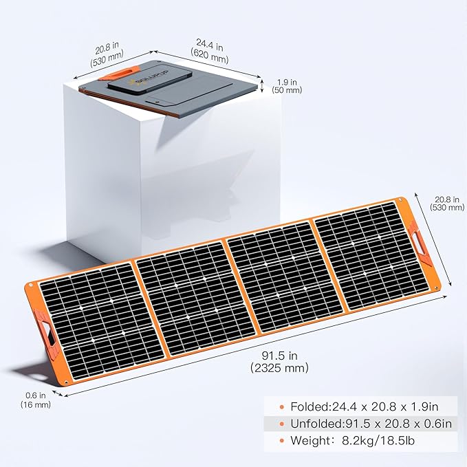 200 Watt Portable Solar Panel for Power Station Generator, 19.8V IP65 Waterproof 4 Kickstands