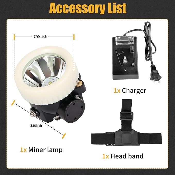 Mining Headlight Rechargeable Cap Lamp, 7 LEDs Super Bright Explosion Proof Hard Hat Light, Coon