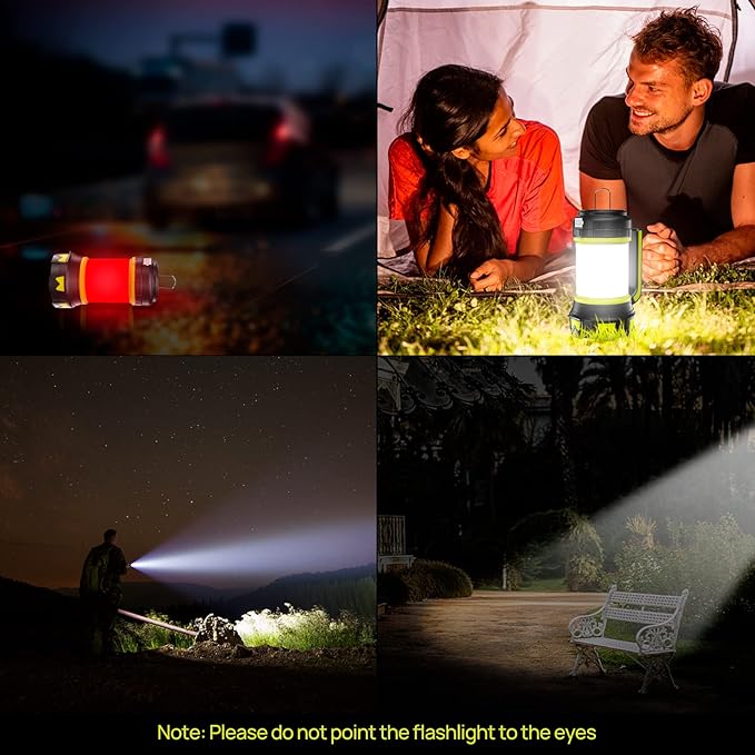 Rechargeable Flashlights Camping Lantern,6 Modes LED Bright Flashlight 3000mAh Battery, IPX4