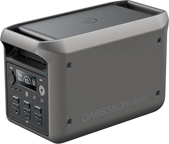 DABBSSON 2000L Solar Generator(2025 New), 2048Wh Semi-Solid LiFePO4, 2200W AC Output×6, P-Boost