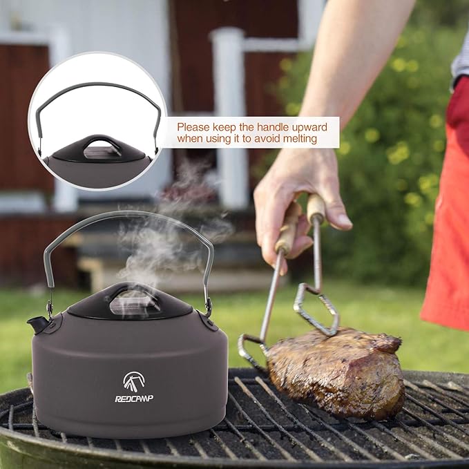 REDCAMP 0.9L Small Outdoor Camping Kettle, Aluminum Water Pot with Carrying Bag, Compact