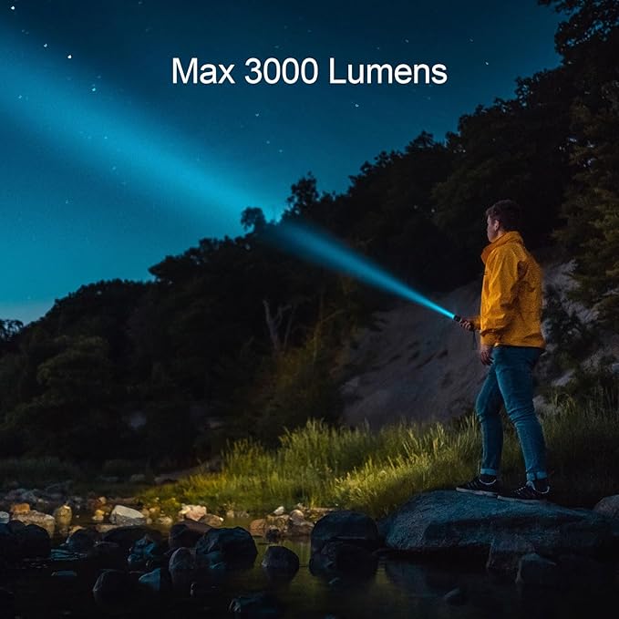 RovyVon S21 High Lumen EDC Flashlight, 3000 Lumens and 400 Meters Long Throw Searchlight with Easy