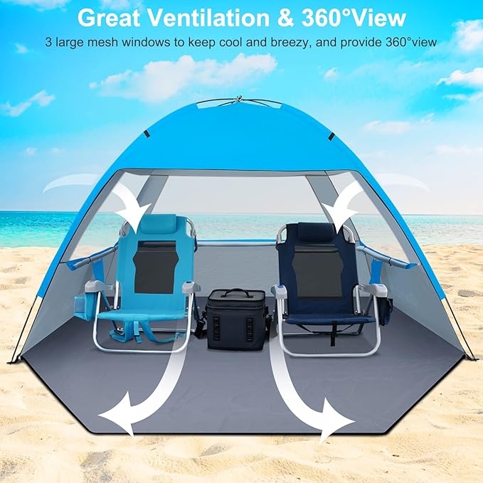 Gorich Beach Tent Sun Shelter for 3/4-5/6-7/8-10 Person with UPF 50ï¼?UV Protection, Lightweight &
