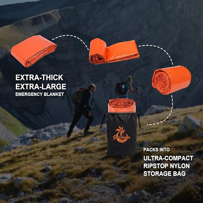 Emergency Blankets for Survival, 2-Pack/4-Pack Space Blankets, Gigantic & Extremely Thick Mylar