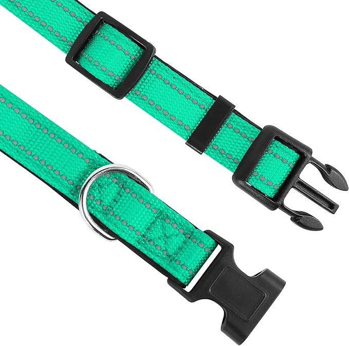 Reflective Dog Collar, Adjustable Soft Neoprene Padded Nylon Pet Collars with Buckle for Puppy and