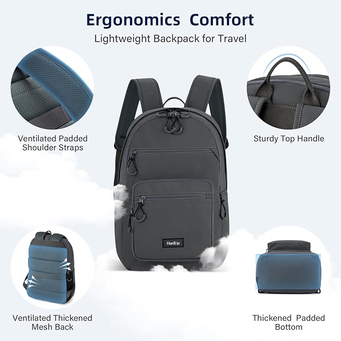 Carry On Travel Backpack For Women, 18 Inch Water Resistant Large Backpack Lightweight Bookbag For