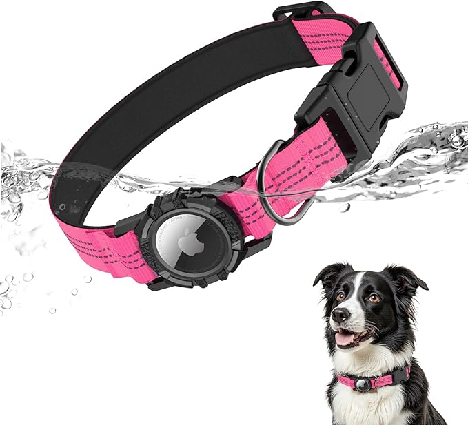 AirTag Dog Collar, IP68 Waterproof Integrated Air Tag Dog Collars with Reflective, Ultra-Durable
