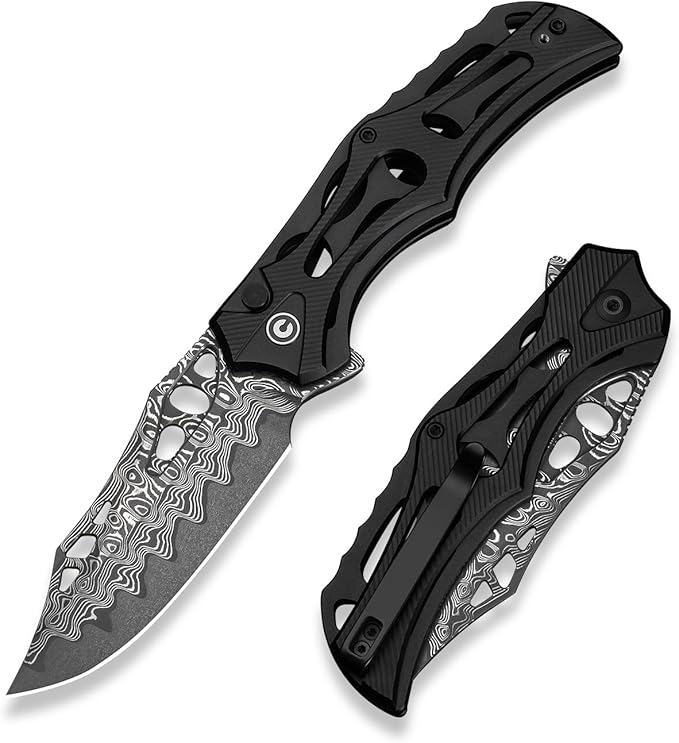 CIVIVI Biophase Pocket Folding Knife for Men, 3.48" Damascus Blade Aluminum Handle, Lightweight
