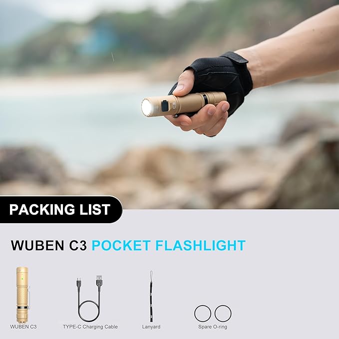 WUBEN C3 Flashlight 1200 High Lumens Rechargeable Flashlights 6 Modes Super Bright IP68 LED