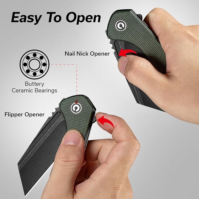 CIVIVI Pocket Knife for Men, ExOne Folding Knife with Flipper, 2.94" Nitro-V Reverse Tanto Blade