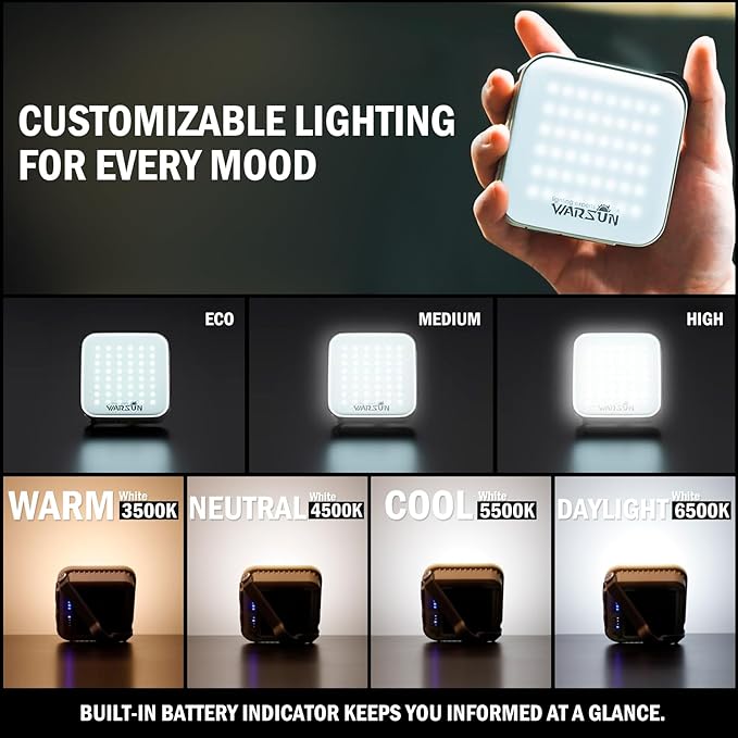 WARSUN Rechargeable Camping Lantern 1000 Lumens, 6000mAh Portable LED Light with Solar Charging, 4