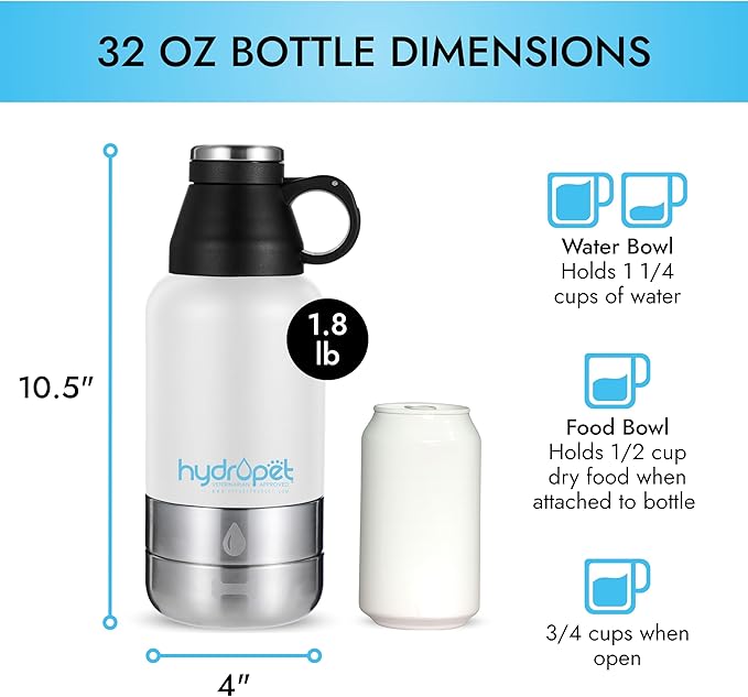 Hydropet Portable Dog Water Bottle (64 oz) - Insulated Dogs & Cats Travel Bottles, Stainless Steel