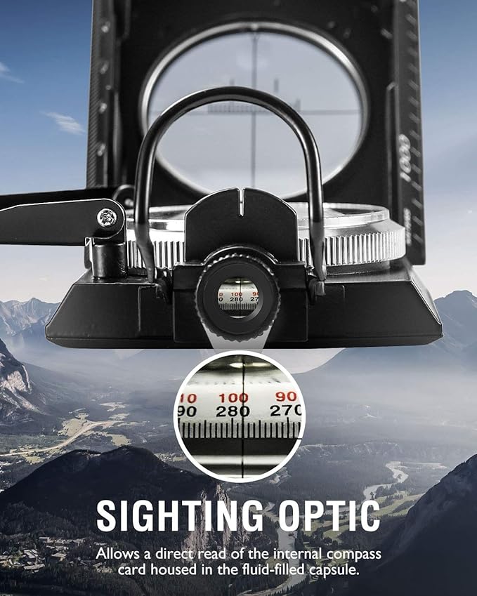 Eyeskey Multifunctional Military Sighting Navigation Compass with Inclinometer | Impact Resistant &