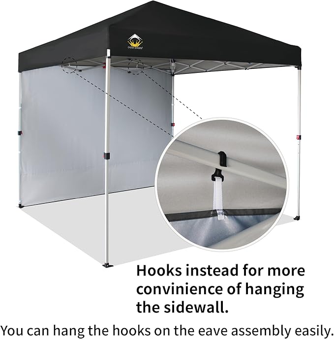 CROWN SHADES 8x8 Pop Up Canopy with 1 Side Wall - Beach Tent with One Push Setup - Outdoor Sun