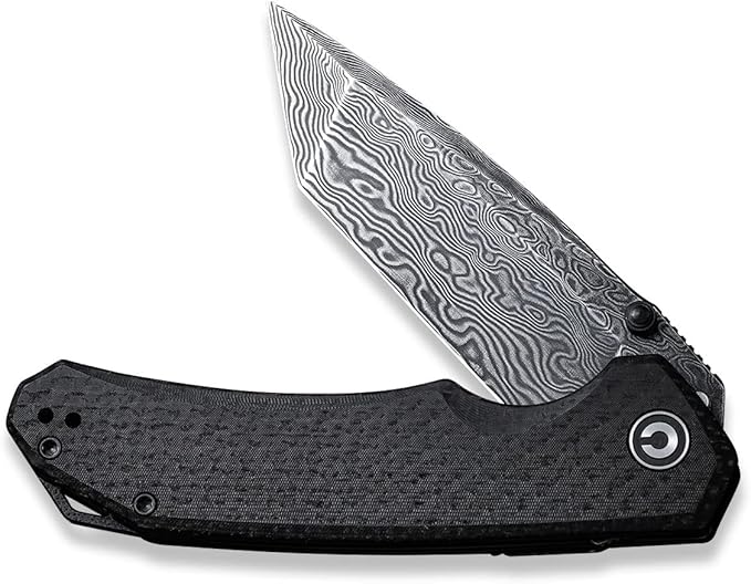 CIVIVI Brazen Pocket Knife,3.5-Inch Tanto Damascus Folding Knife, Micarta Outdoor Camping Hiking