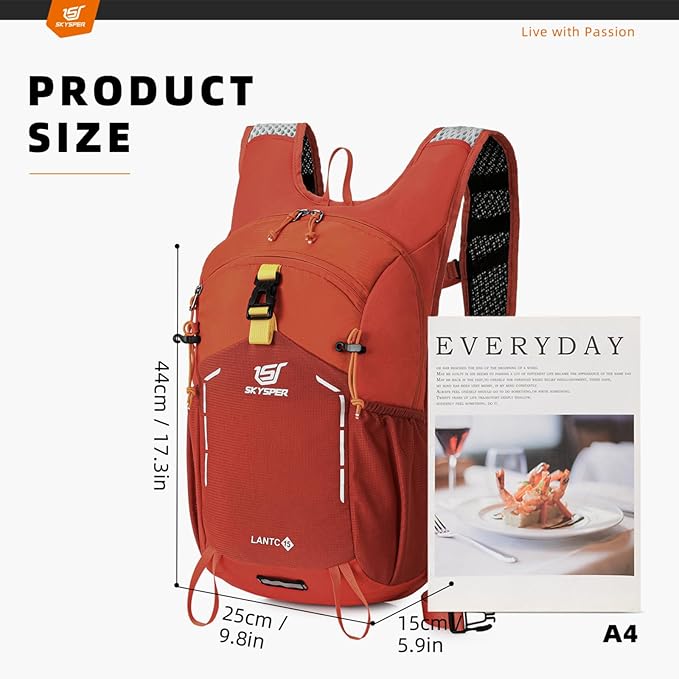 SKYSPER Small Hiking Backpack - 15L Travel Daypack Lightweight Bag Water Resistant Hiking Backpacks