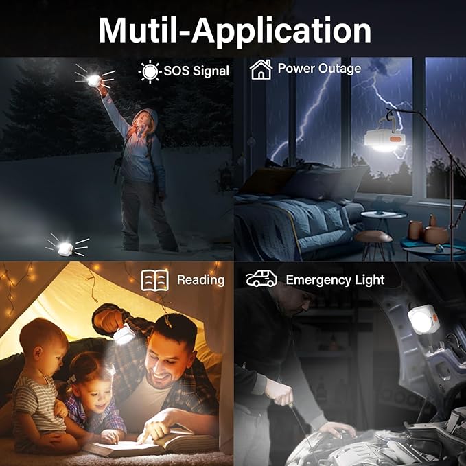 Rechargeable Camping Lights FLY2SKY 4Pcs White Tent Lights Mini Flashlight Portable LED Camping