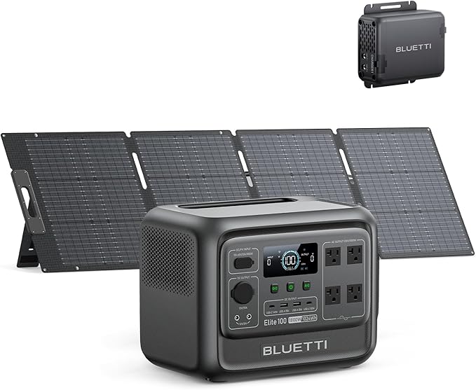 BLUETTI Elite 100 V2 Solar Generator with 200W Solar Panel and Charger 1 (Ship Separately), 1024Wh