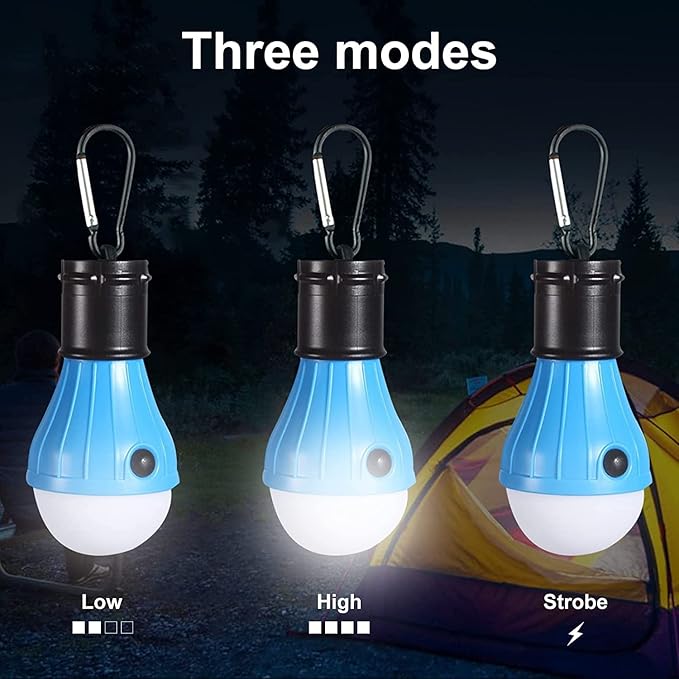 LED Camping Tent Lantern, Portable Outdoor Waterproof Emergency Light Bulb, Battery Powered with