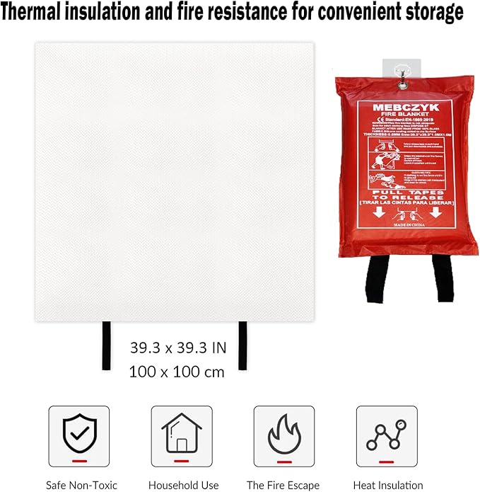Fire Blanket Kitchen Emergency Blankets with Silicone Coating.Fireproof Blanket Fire Blanket for