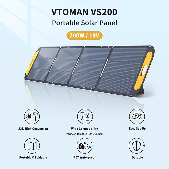 VTOMAN Jump 1500X Portable Power Station with 200W Solar Panel, 1500W/828Wh LiFePO4 Battery Solar