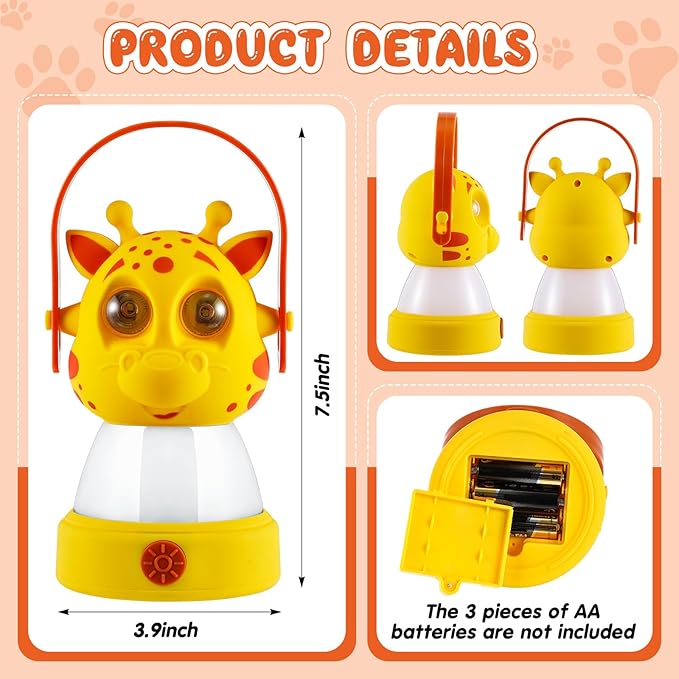 VIHOSE 2 Set Animal LED Camping Lantern and Headlamp 4 Pcs Animal Themed Camping Equipment Room